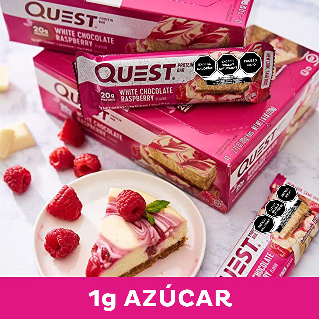 Quest Barra sabor a Frambuesa con Chocolate Blanco