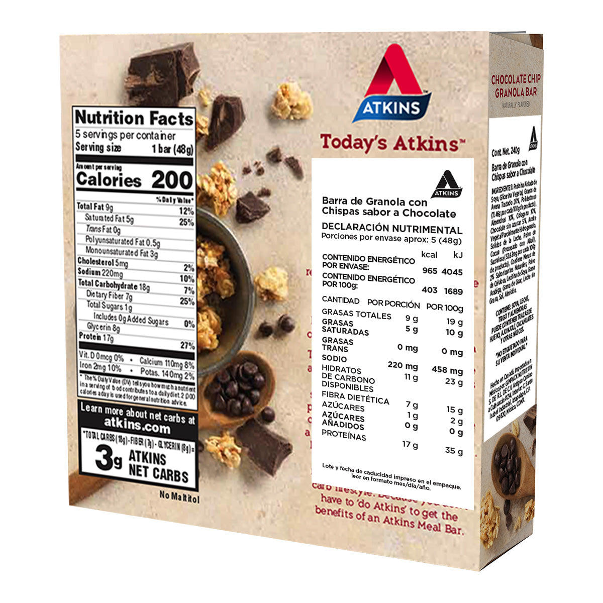 Atkins Barra de Granola con Chispas de Chocolate