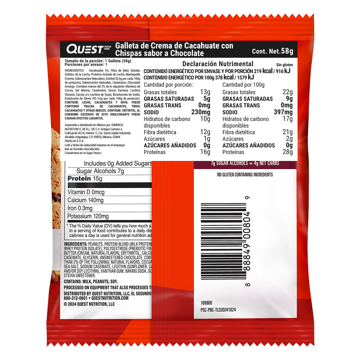 Quest Galleta de Crema de Cacahuate con Chispas de Chocolate