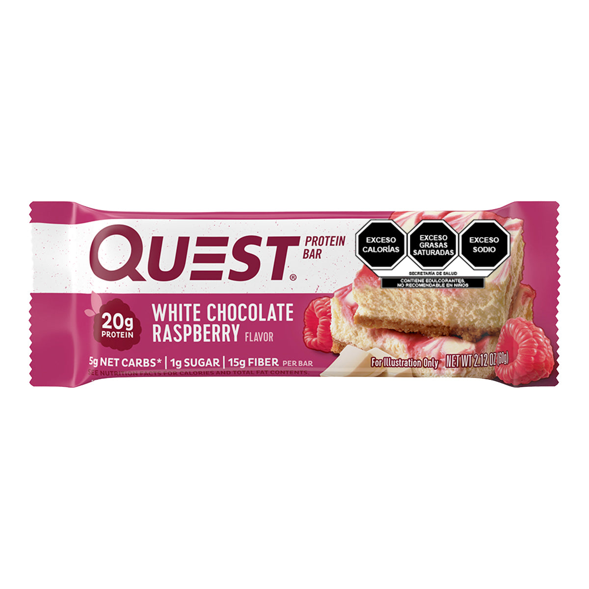 Quest Barra sabor a Frambuesa con Chocolate Blanco