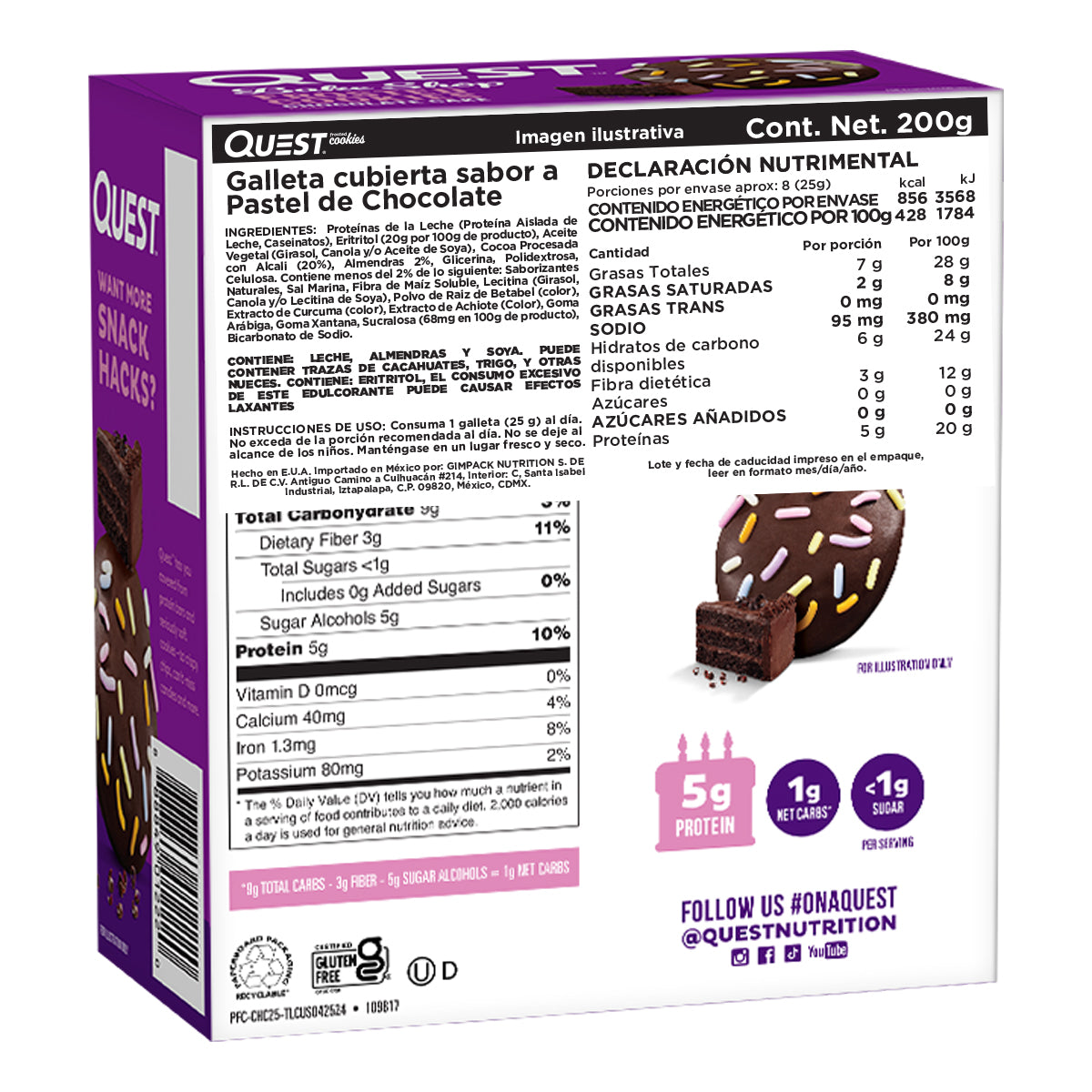 2 Pack Quest Galleta Cubierta sabor Pastel de Chocolate