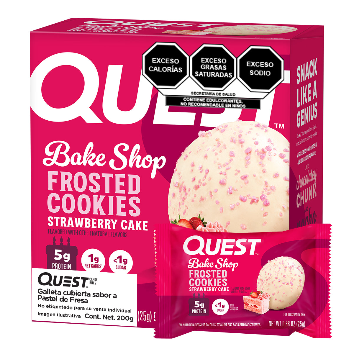 2 Pack Quest Galleta Cubierta sabor a Pastel de Fresa