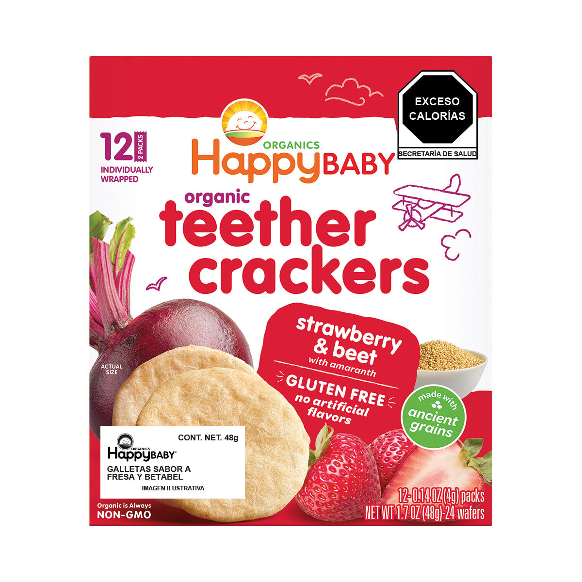 Happy Baby Crackers Orgánicos de Fresa y Betabel con Amaranto