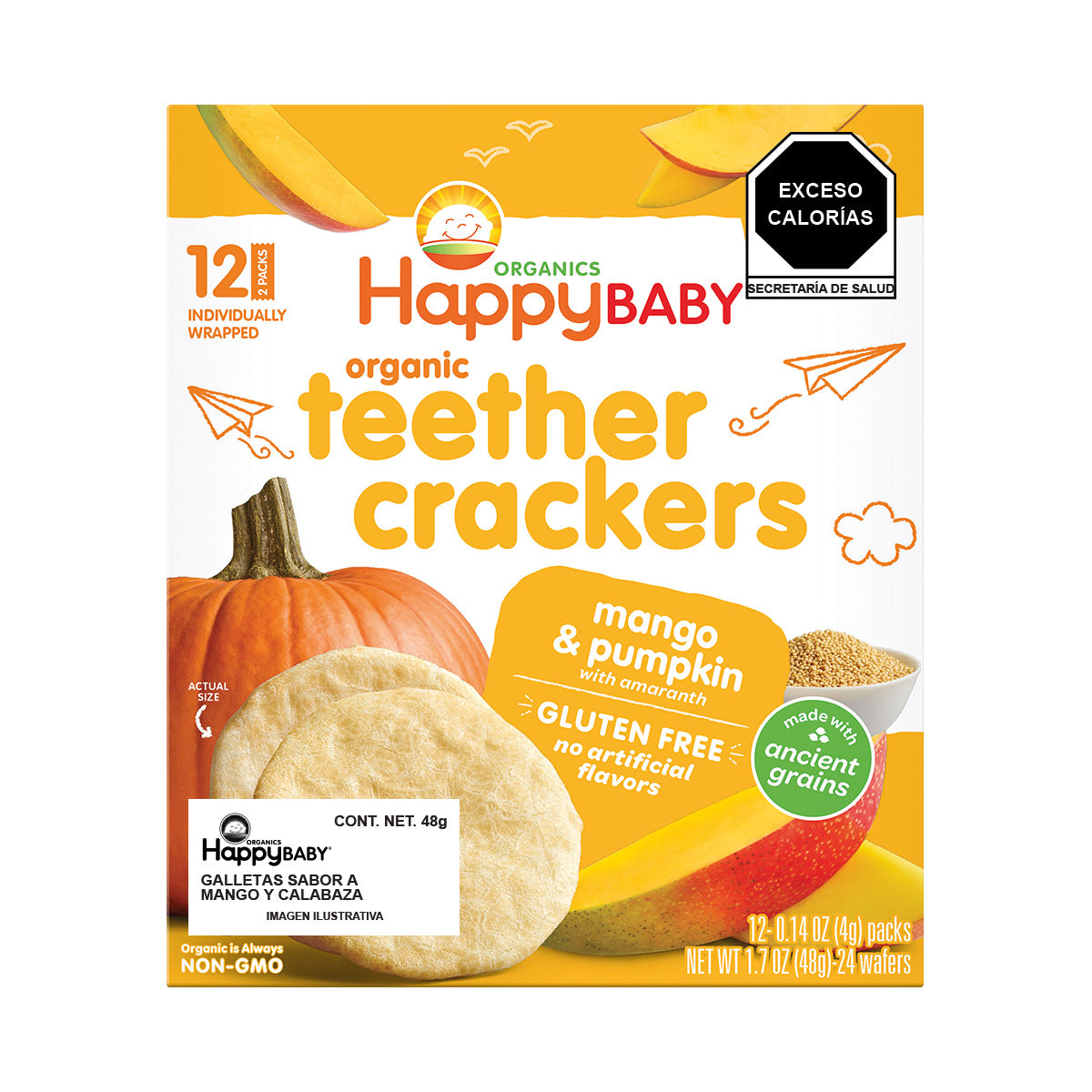 Happy Baby Crackers Orgánicos de Mango y Calabaza con Amaranto