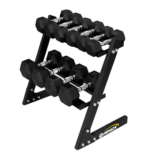 Gimpack Set de Mancuernas Hexagonales con Rack