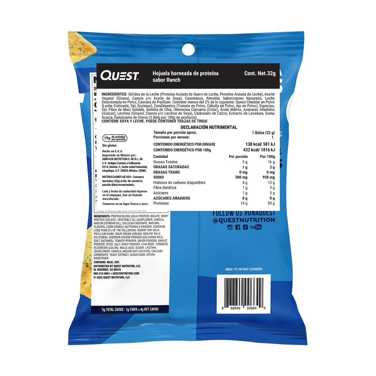 Quest Chips horneadas de proteína sabor Ranch