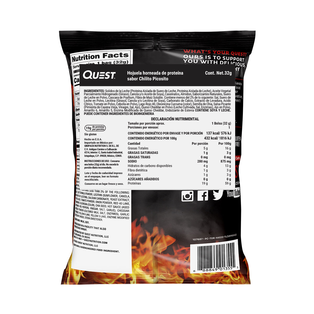 Quest Chips horneadas de proteína sabor Chilito Picosito