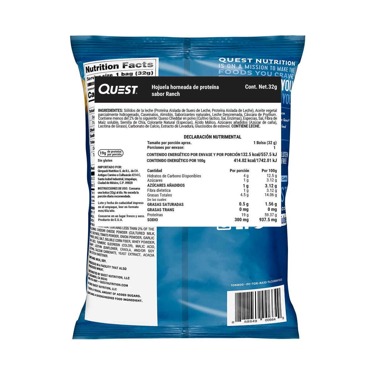 Quest Chips horneadas de proteína sabor Ranch