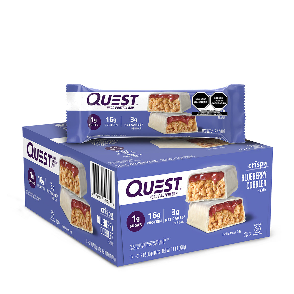 Quest Hero Barra sabor a postre de mora azul