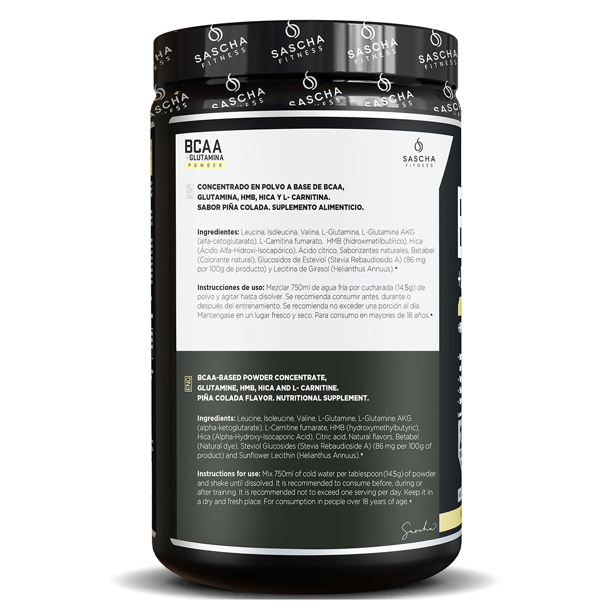 Sascha Fitness Concentrado en polvo a base de BCAA Piña Colada