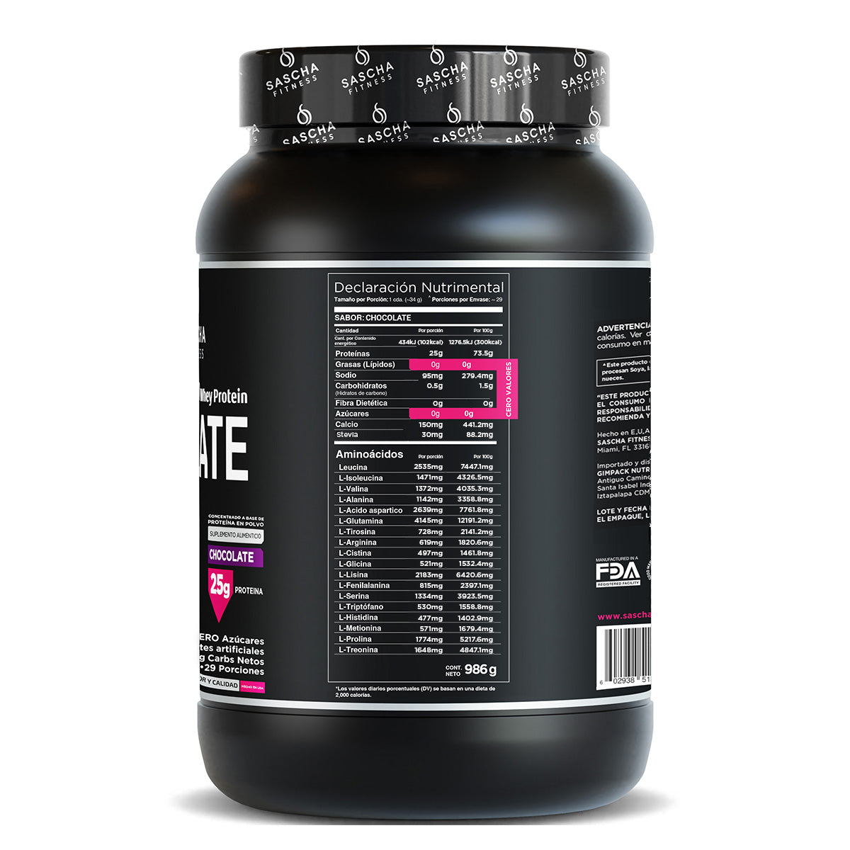 Sascha Fitness Polvo de Proteína Sabor Chocolate