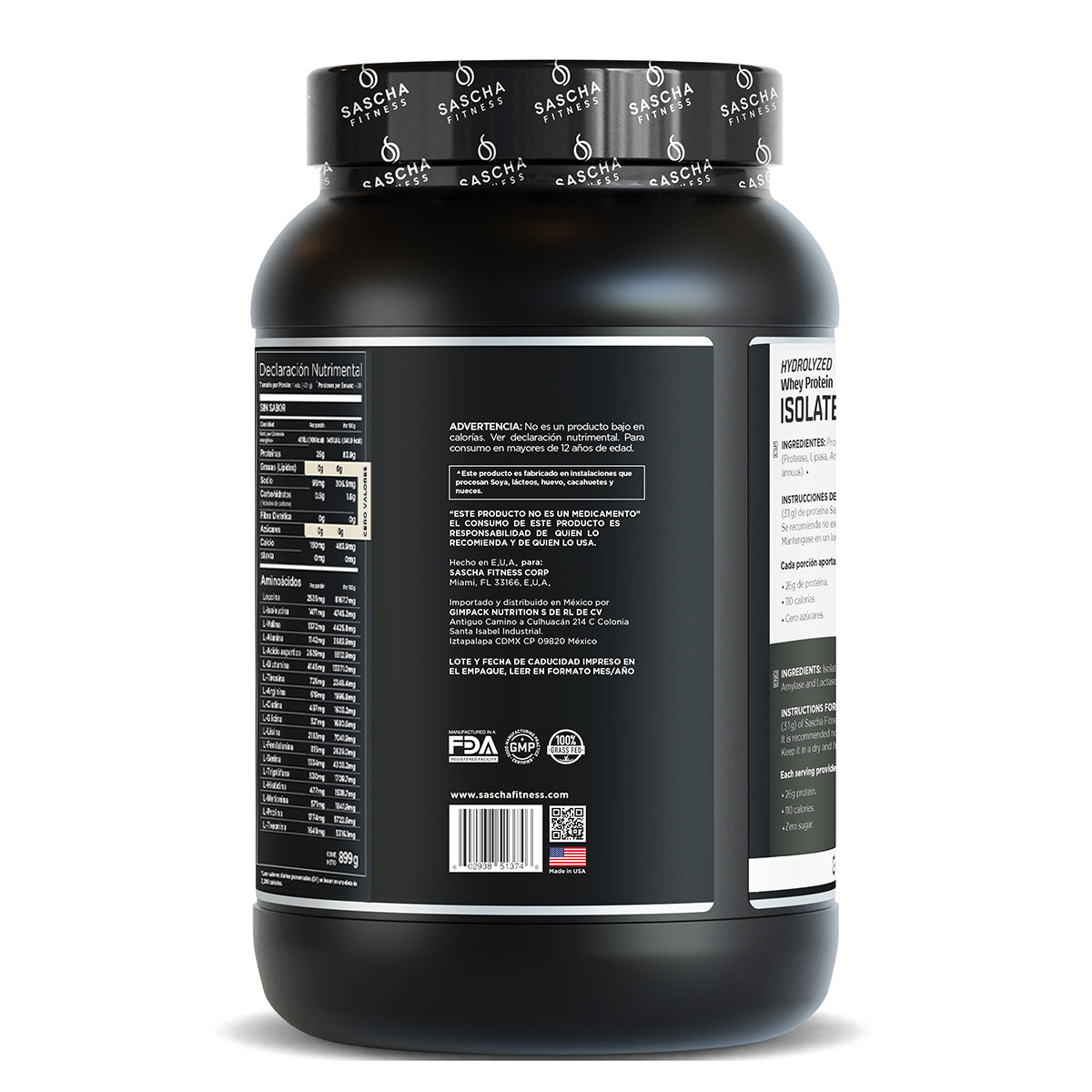 Sascha Fitness Polvo de Proteína Sin Sabor