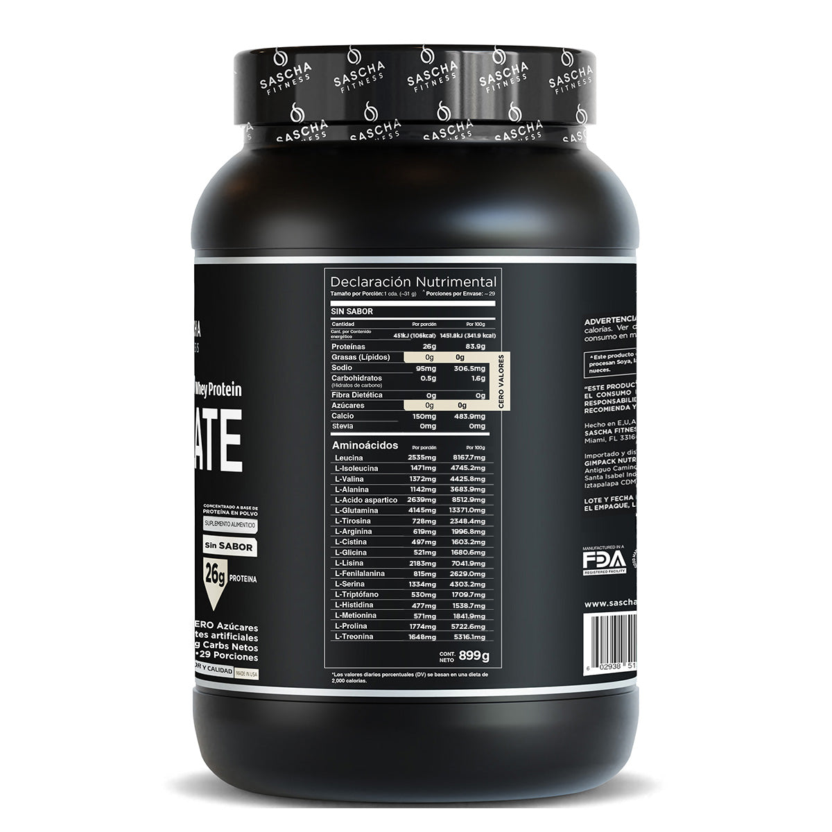 Sascha Fitness Polvo de Proteína Sin Sabor