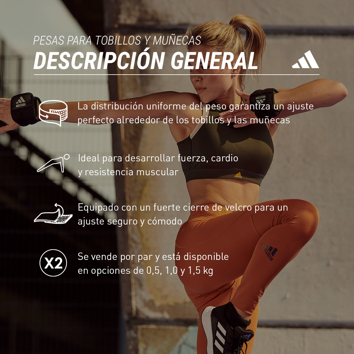 Adidas Pesas para tobillos y muñecas 2 de 1.5 KG