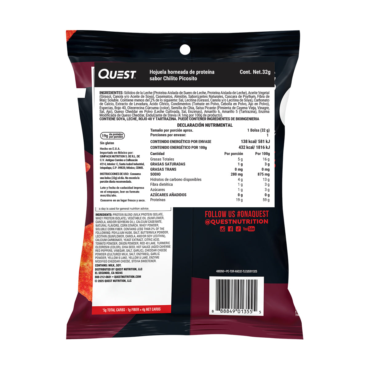 Quest Chips horneadas de proteína sabor Chilito Picosito