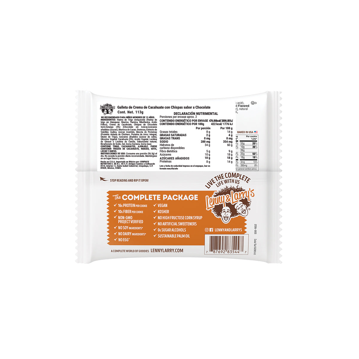 Lenny & Larry´s Galleta sabor Crema de Cacahuate con Chispas de Chocolate