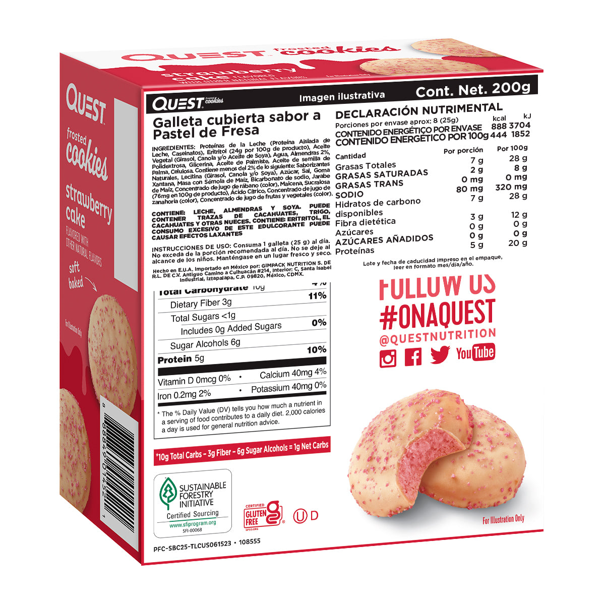 2 Pack Quest Galleta Cubierta sabor a Pastel de Fresa