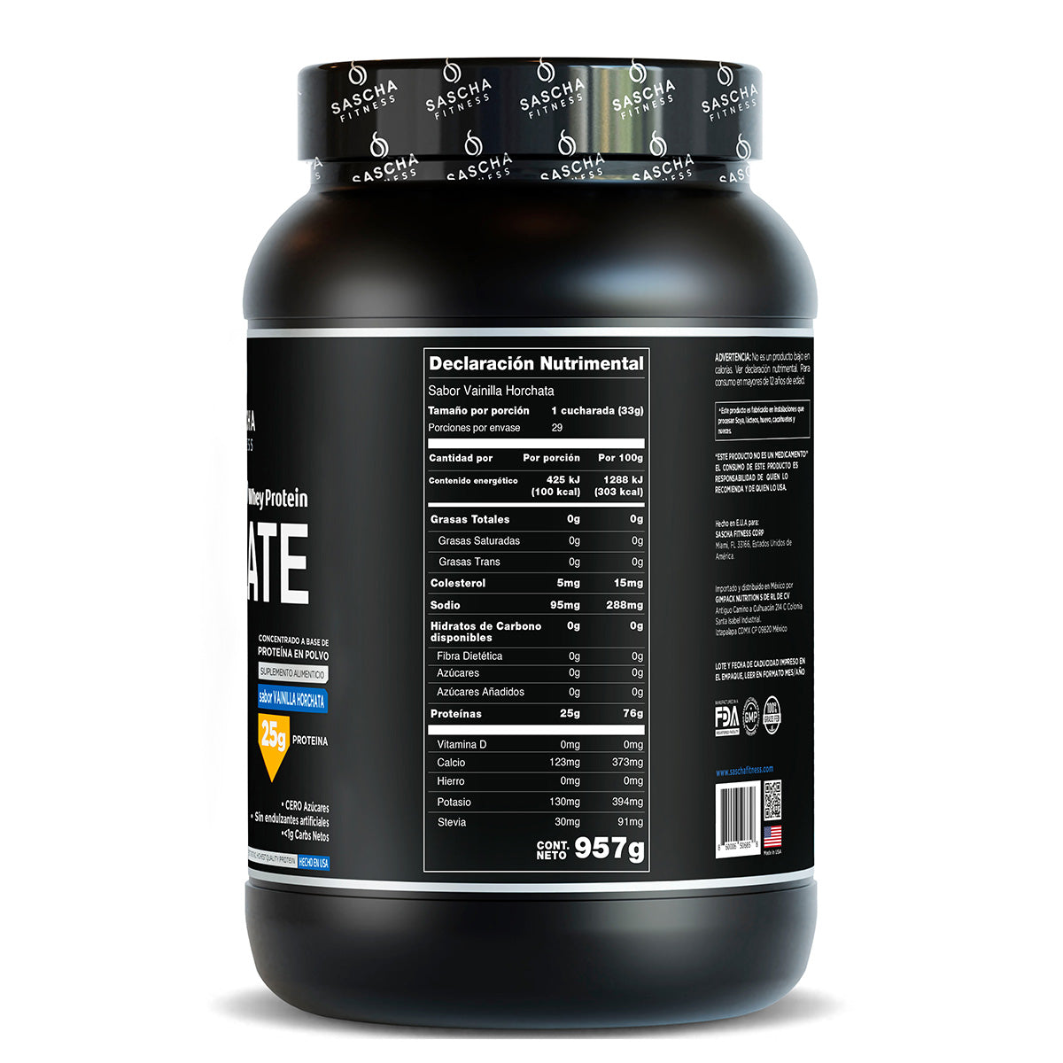 Sascha Fitness Polvo de Proteína Sabor Vainilla Horchata