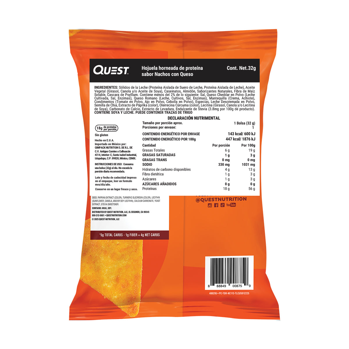 Quest Chips horneadas de proteína sabor Nachos con Queso