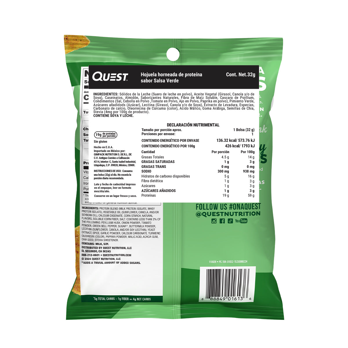 Quest Chips horneadas de proteína sabor Salsa Verde