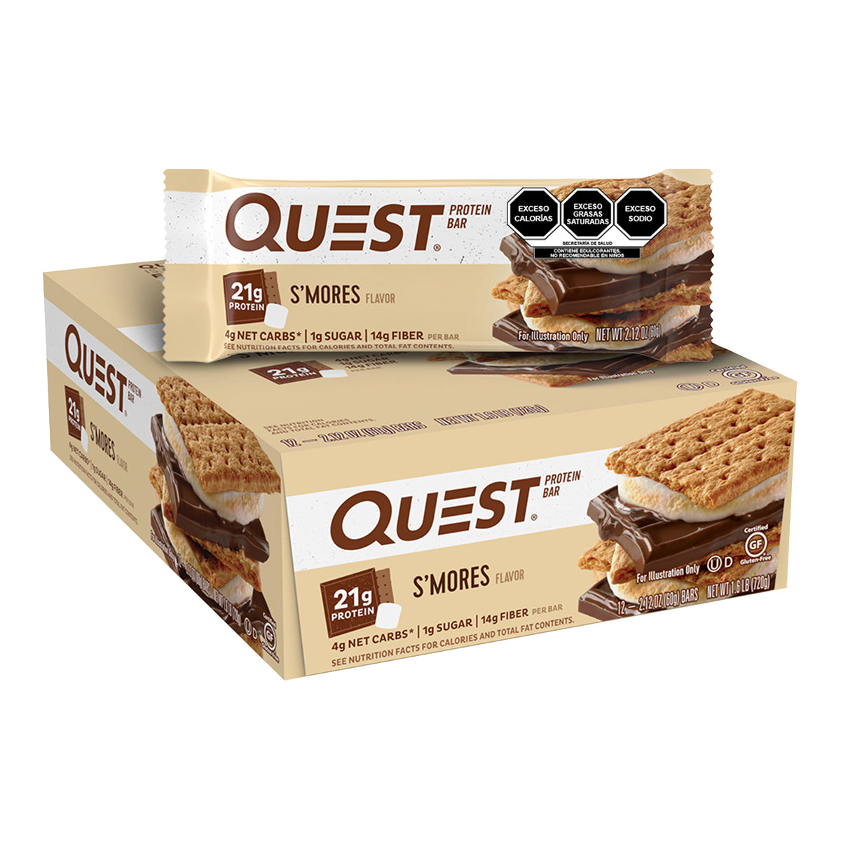 Quest Barra sabor a Galletas, Chocolate y Malvavisco