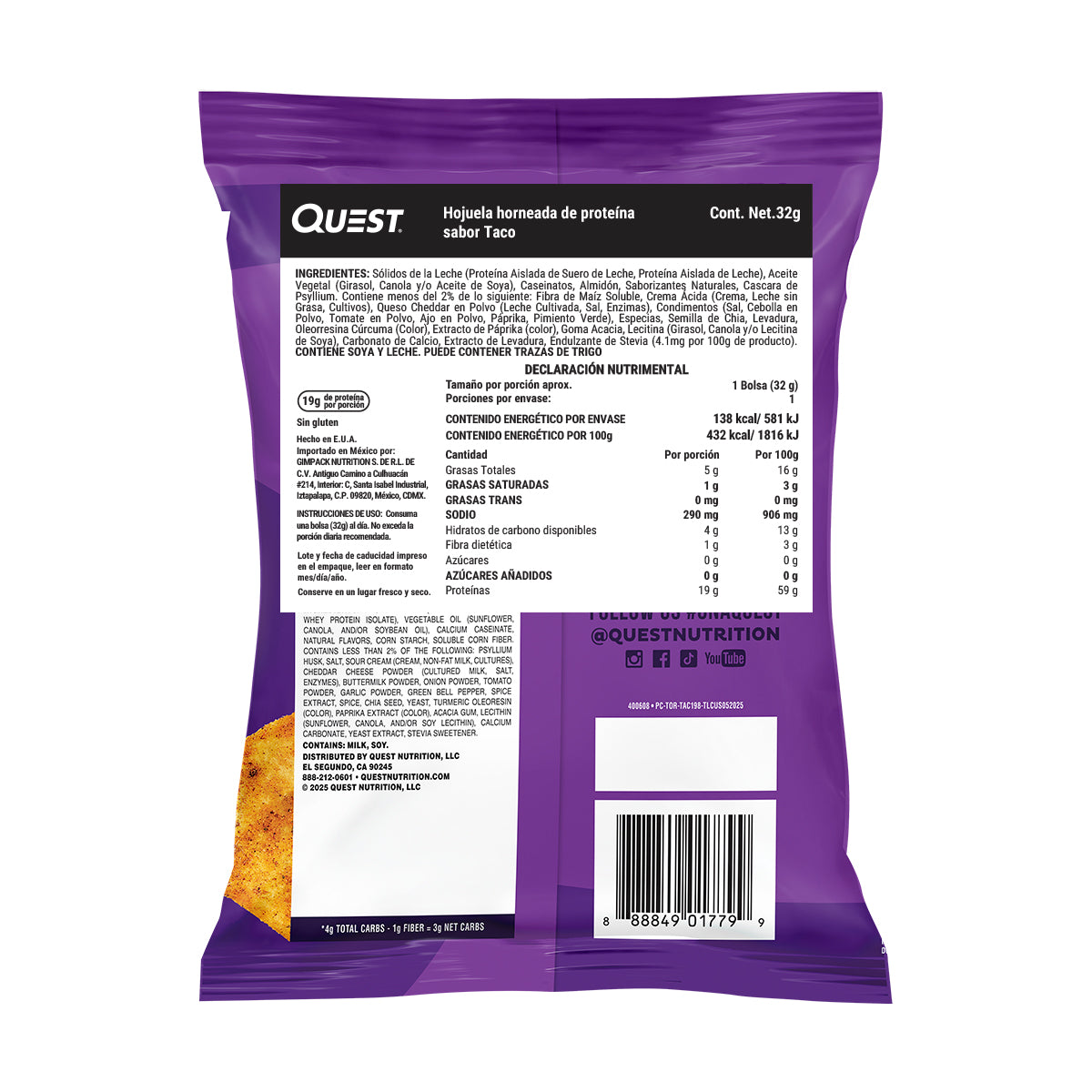 Quest Chips horneadas de proteína sabor Taco