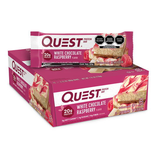 Quest Barra sabor a Frambuesa con Chocolate Blanco