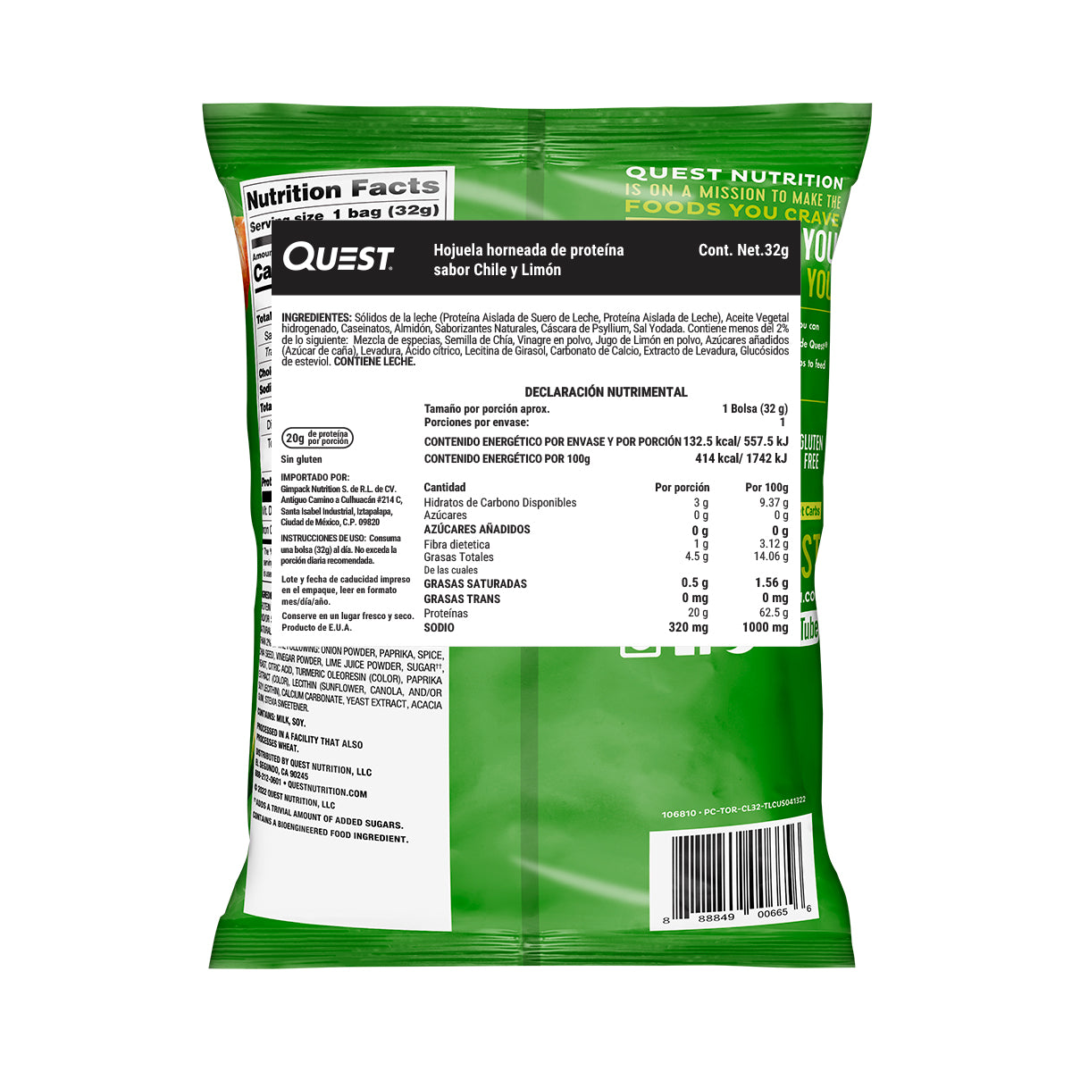 Quest Chips horneadas de proteína sabor Chile y Limón