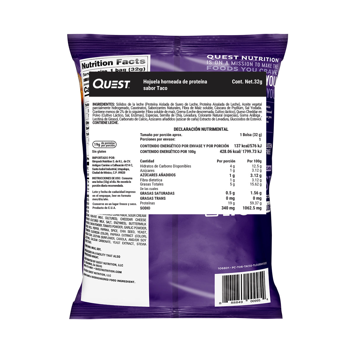 Quest Chips horneadas de proteína sabor Taco