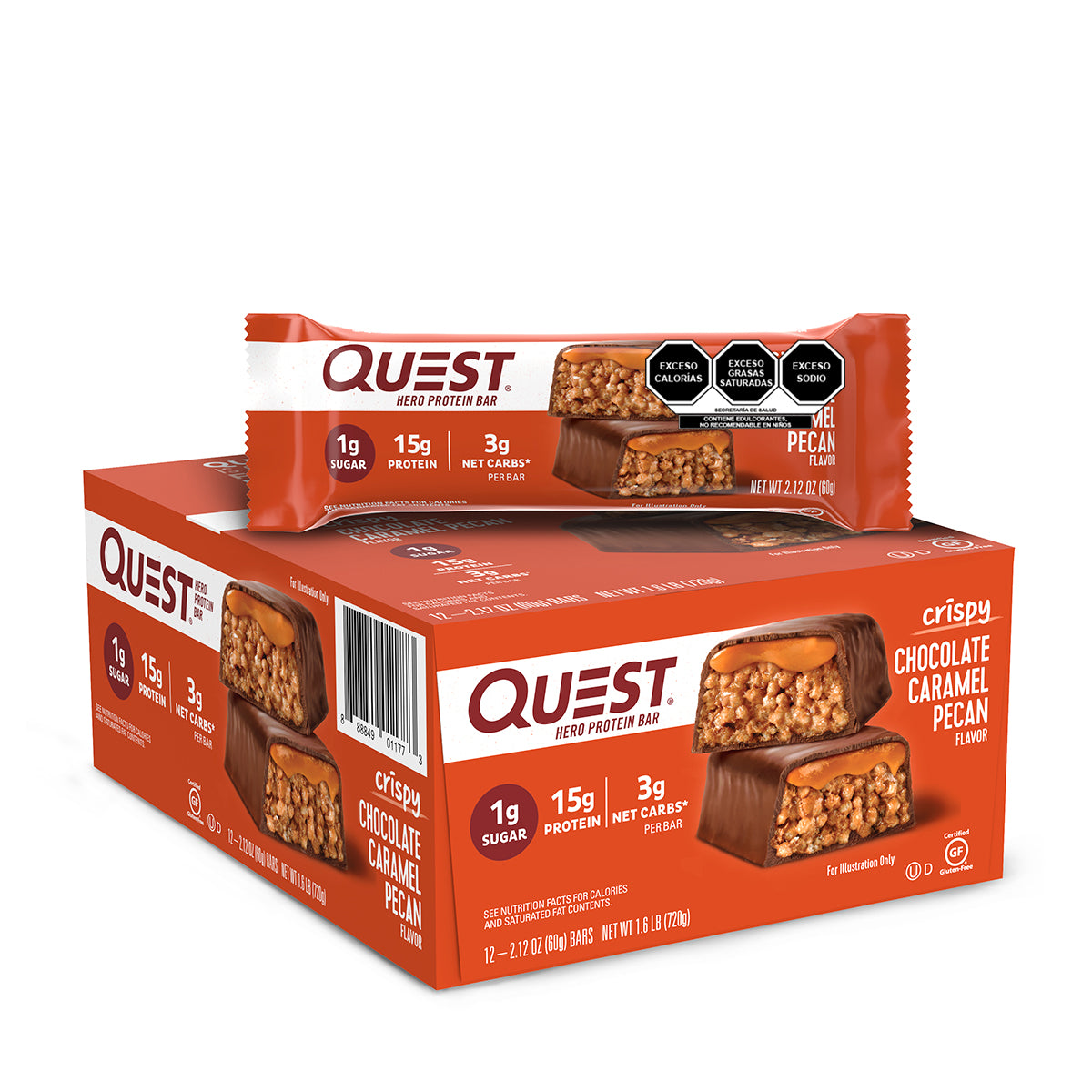 Quest Hero Barra sabor Chocolate con Caramelo y Nuez Pecana