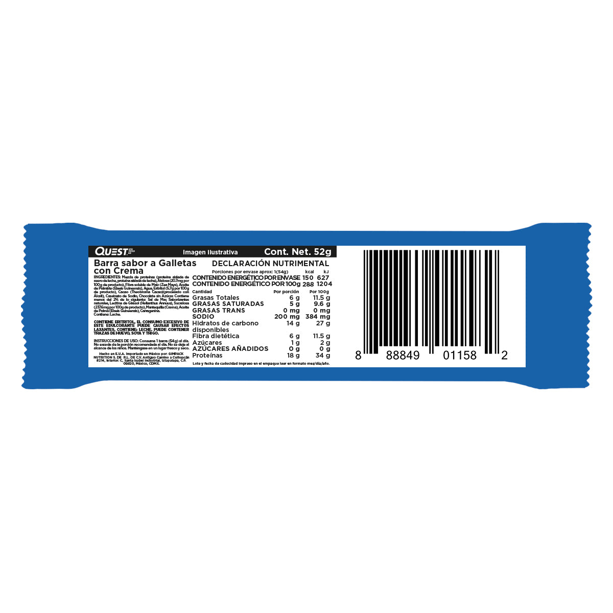 Quest Hero Barra sabor a Galletas con Crema