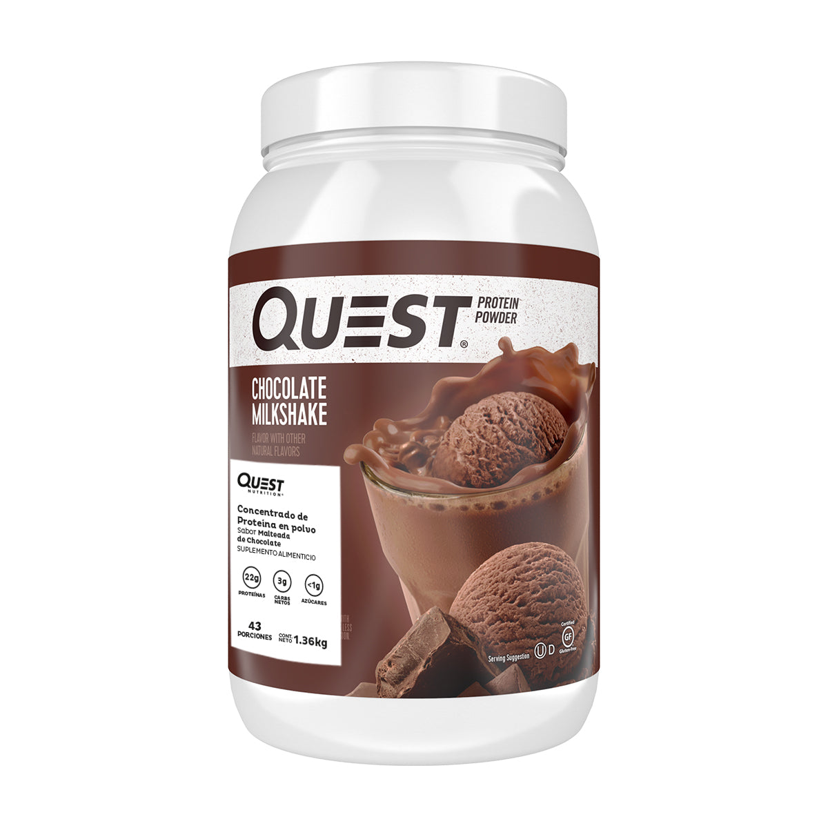 Quest Concentrado de Proteína en polvo sabor Malteada de Chocolate.