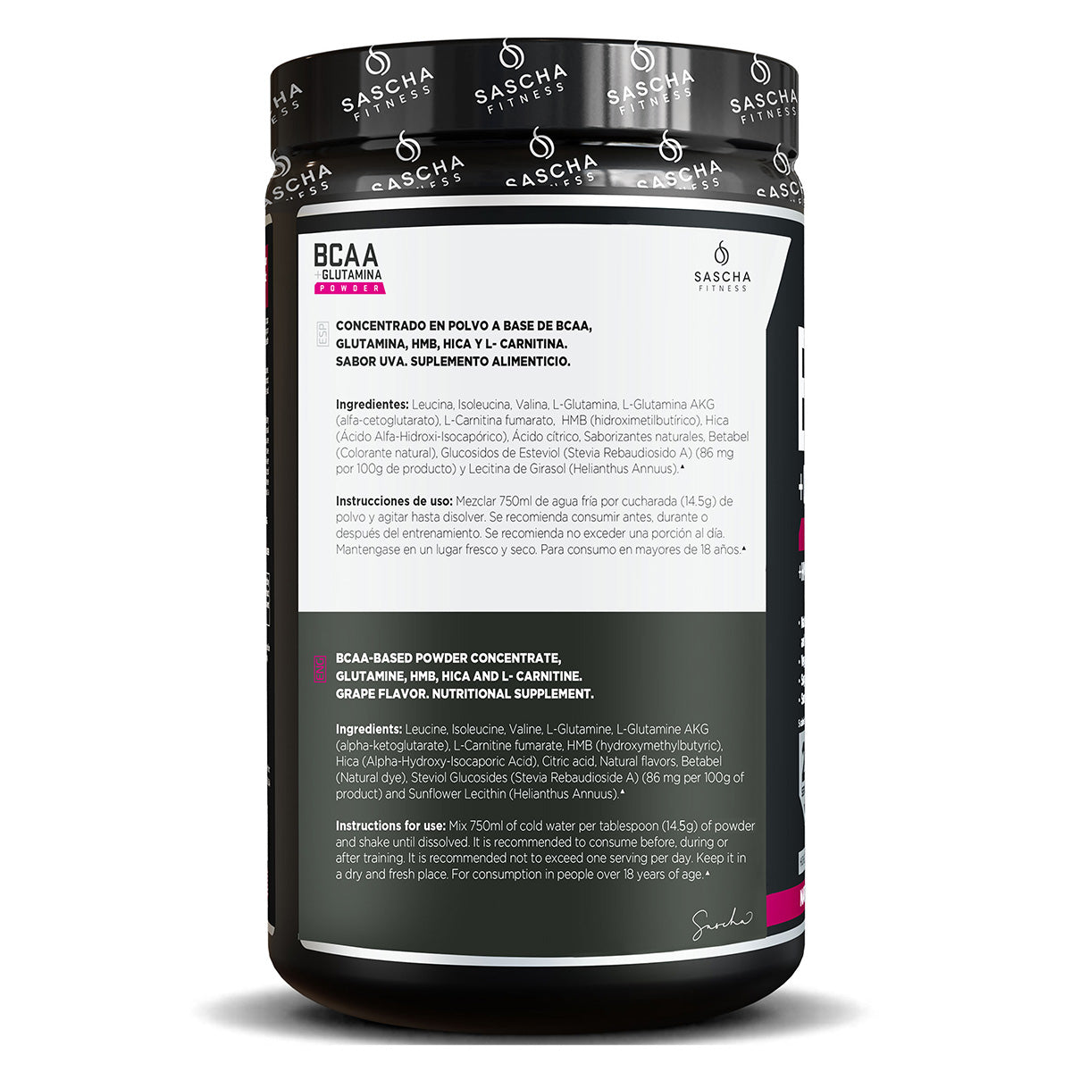 Sascha Fitness Concentrado en polvo a base de BCAA Uva