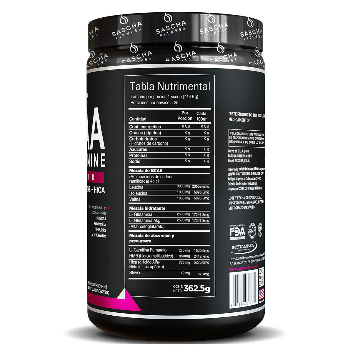 Sascha Fitness Concentrado en polvo a base de BCAA Uva
